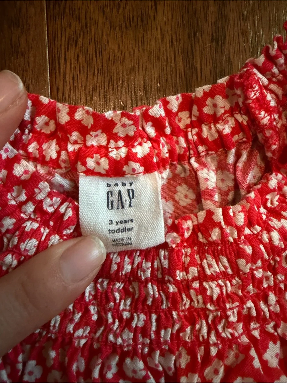 Gap Red Floral Smocked Flutter-Sleeve Top